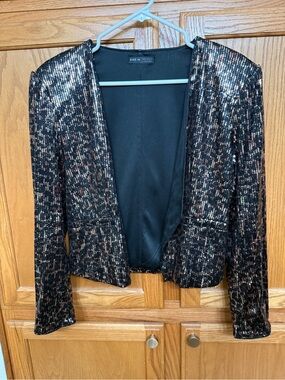 SHEIN Black / Snake Skin Sequin Blazer